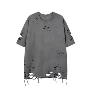 Meninger Camiseta lavada con ácido de estilo Vintage para hombre 100% algodón Heavyweight Boxy Fit recortada de gran tamaño diseño corto desgastado - Product Image 4