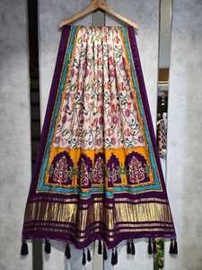 ผ้าไหม gajji บริสุทธิ์ dupatta สำหรับอินเดียและปากีสถานเงางามสง่างามพร้อมรายละเอียดที่ซับซ้อน - Product Image 2