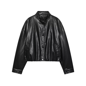 New Design Knitted <b>Jacket</b> 2025 Autumn New Style Fashionable Retro Personality Lapel Leather Women's <b>Jacket</b> Available In Pakistan - Product Image 1