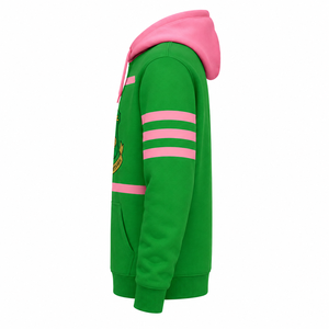 Sudadera Corta con Cuello Alto y Cordones para Mujer, Modelo Alpha AKA 1908, Color Rosa y Verde, Sudadera Universitaria, Venta al Por Mayor, Tallas Grandes - Product Image 2