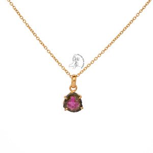 New Arrival S925 Sterling <b>Silver</b> 925 Gold Plated Watermelon Tourmaline Large Paperclip Chain <b>Necklace</b> Wedding Gift - Product Image 1