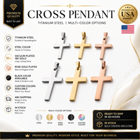 Pendentifs croix en acier inoxydable TITANIUM poli miroir 14x21mm 17x32mm avec fermoir à pince pour la fabrication de bijoux DIY
