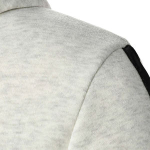 Sudadera con capucha con cordón y bolsillo de canguro con bloque de color al por mayor para hombre, ropa básica transpirable e informal, mezcla de algodón grueso en blanco - Product Image 4