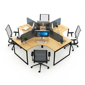 Slean HBSL031 Mesa de Trabajo Contemporánea para 4 Personas, con Patas de Hierro y Madera de Melamina, Escritorios de Oficina para Muebles de Oficina Modernos - Product Image 1