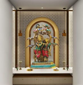 Lớn hiện đại radha krishna tượng thần tượng handmade Brass Hindu điêu khắc bức tượng màu ngọc lam làm việc cho đám cưới sinh nhật Diwali - Product Image 2