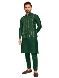 Meilleure Qualité Prêt-à-Porter Banglori Soie Kurta Pantalon Ensemble pour Mariages Fêtes-Casual Wear for Men Low Price Supplier from India - Product Image 6