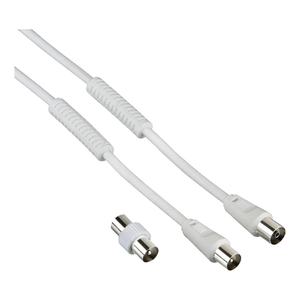 Cable coaxial de antena Cavo de 1.5m con adaptador, conector macho a hembra blanco para antena de TV - Product Image 3
