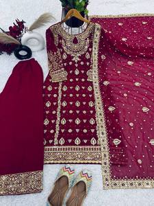 Juego de Kurta de estilo vintage con bordado de diamantes de varias piedras, ropa de fiesta larga para Eid - Product Image 2