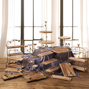 Venta al por mayor de metal dorado y soporte de madera para tartas para bodas, fiestas, cumpleaños, eventos a bajo precio - Product Image 3