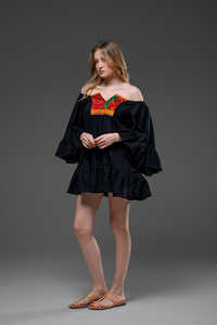 Hot-selling Women Blouse Retro National Style Bohemia Embroidery <b>Lace</b> up Tassel <b>Off</b> <b>Shoulder</b> Best Lantern Sleeve <b>Top</b> Women Loose - Product Image 5