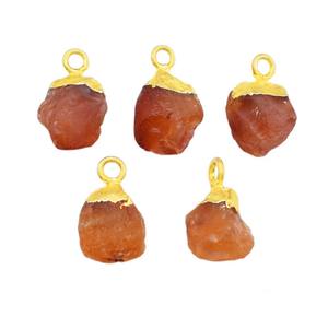 Colgante de Cristal de Cornalina en Bruto, Amuleto de Piedra Preciosa Galvanizado a Mano, Piedra de Energía Curativa Natural, Suministro para la Fabricación de Joyería Boho - Product Image 1