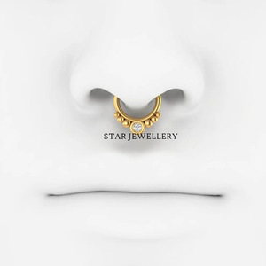 14K Solid <b>Gold</b> Septum <b>Nose</b> <b>Ring</b> Fine Jewelry. - Product Image 5