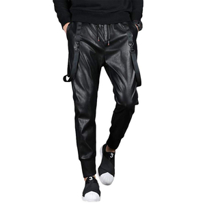 Pantalones Joggers de Piel Sintética para Hombre, Diseño Moderno, Estilo Urbano, Pantalones Deportivos Casuales de Moda para Venta en Línea - Product Image 1