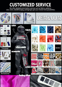 Ensemble survêtement et sweat à capuche pour homme, coupe évasée, effet délavé à l'acide, poids lourd, broderie streetwear, strass, survêtement court - Product Image 4