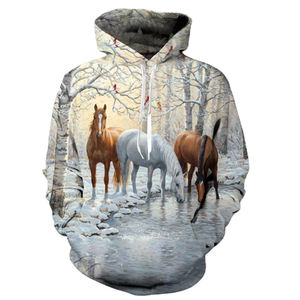 Sudadera con capucha con estampado de caballo animal en 3D para hombre, sudadera informal de talla grande, ropa con capucha - Product Image 6