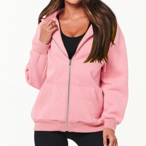 Sudadera con Capucha de Gran Tamaño para Mujer, de Manga Larga, Color Sólido, de Secado Rápido, Mezcla de Poliéster/Algodón Estampada de Alta Calidad OEM - Product Image 1