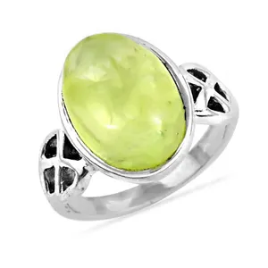 Bague ovale tendance pour femme en argent 925 avec péridot, style religieux, sertissage griffe, bijou fantaisie en forme de fleur avec pierre précieuse certifiée - Product Image 2