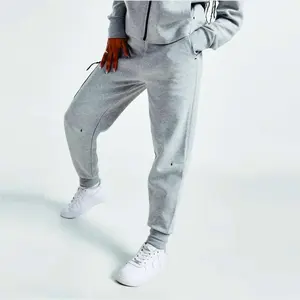 Marque privée 70% coton 30% polyester noir femmes Tech polaire survêtement gris chiné sweat à capuche zippé disponible en vrac - Product Image 3