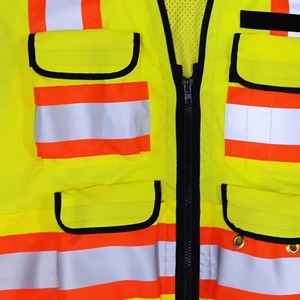 Chaleco de seguridad laboral reflectante personalizado al por mayor, chaqueta de seguridad de poliéster con cremallera para construcción, ropa de trabajo con logotipo personalizado - Product Image 2