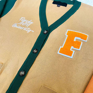Florida AM University Varsity <b>Cardigan</b> Sweater Custom Embroidered Logo FAMU <b>Chenille</b> Patch Autumn Season Button - Product Image 4