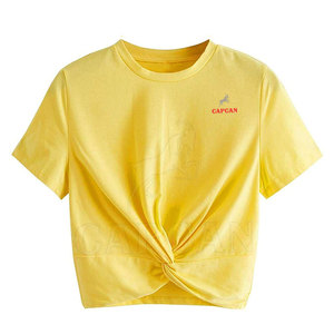 เสื้อครอปสลิมฟิตสำหรับผู้หญิงเสื้อแขนสั้นย้อมสีล้วนดีไซน์ตามสั่งในทุกสีเป็นมิตรกับสิ่งแวดล้อมสำหรับฤดูหนาว - Product Image 1