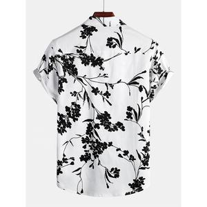 เสื้อฮาวายผ้าฝ้ายสำหรับผู้ชาย,เสื้อพิมพ์ลายดอกไม้ลำลองสไตล์ฮาวายสำหรับเสื้อยืดชายหาดปักโลโก้ปี2023 - Product Image 2