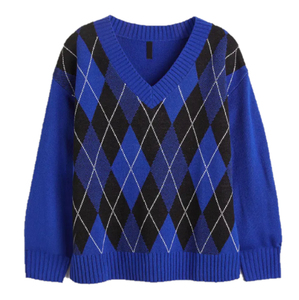 Suéter Argyle informal personalizado para hombre Servicio OEM Alta calidad Mejor diseño Hombre Bordado Rayas Top Tendencia Argyle Suéter - Product Image 6