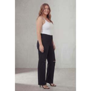 Jean déchiré à la taille pour femme grande taille noir - Product Image 3