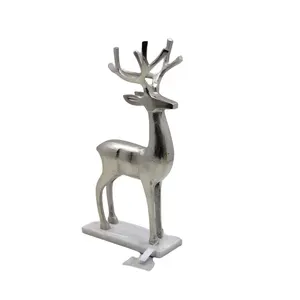 Table Top Antique Aluminum/Wood Tableware Rein Deer W/ Base For Christmas Decorative Reindeer Rough Nickel For Home Decoration