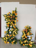 Nouveau thème tournesol jaune décoration de toile de fond de mariage proposition de fleur artificielle arrangement de fête d'anniversaire coureur de fleurs