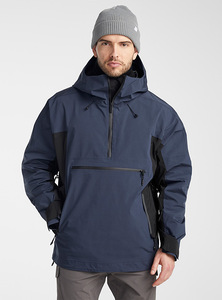 Anorak noir de style rue pour hommes, veste avec logo personnalisé, broderie, demi-fermeture éclair, col montant, tissu tissé, service OEM disponible - Product Image 3