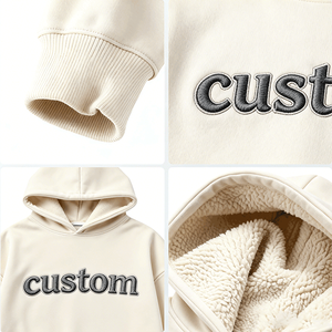 Sudadera con Capucha Extra Grande de Punto, 100% Algodón, 500 g/m², Unisex, Hombros Caídos, Corte Recortado, Color Sólido, Talla Grande para Hombre - Product Image 2