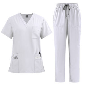 Trending Unisex Custom Logo Nursing Scrubs <b>Set</b> Anti-Wrinkle Surgical Hand Drawn Wholesale Hospital Scrubs Suit <b>Doctors</b> Uniform - Product Image 6
