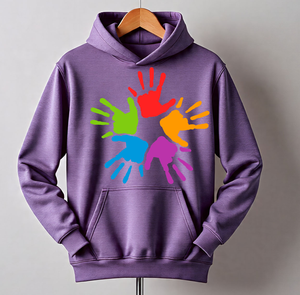 <span class=keywords><strong>Felpa</strong></span> con Cappuccio Stampata Happy Holi Unisex, Pullover in Cotone Viola, <span class=keywords><strong>Felpa</strong></span> Casual Primaverile con Tasca Frontale - Product Image 4