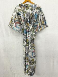 ชุดเดรสคาฟตันทำด้วยมือชุดเดรสยาวถึงพื้นทำจากผ้าฝ้ายชุดกิโมโนชุดยาวถึงพื้นพิมพ์ลายลิงสั้นชุดเดรสลำลองชายหาดธรรมชาติ - Product Image 3