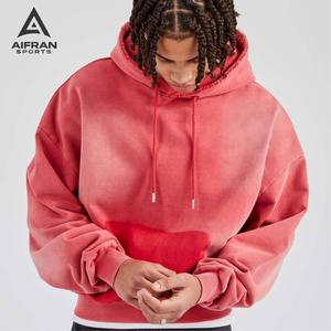 Sweat à capuche en coton Aifran Heavyweight 500gsm 600gsm, vintage, délavé à l'acide, fermeture éclair, épaules tombantes, délavé au soleil - Product Image 2