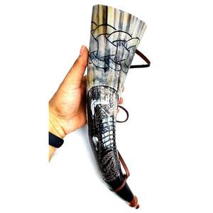 Cuerno de soplado hecho a mano ecológico con correas de cuero Deportes y decoración Estilo Animal Tema - Product Image 3