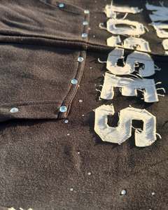 Custom Heavyweight Applique Patch Vintage Stone <b>Washed</b> Distressed <b>Tech</b> Fleece Rhinestone Hoodies for Men - Product Image 5