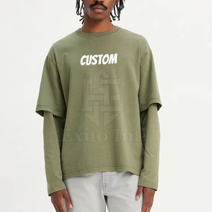 เสื้อยืดคอกลมผู้ชายปี 2024 แขนสองชั้น ผ้าฝ้าย ระบายอากาศ แห้งเร็ว ออกแบบเองได้ ขายส่ง - Product Image 2