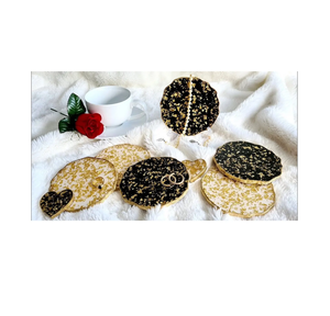 Sous-verres en résine pailletée faits à la main pour boissons Sous-verres en résine gris Fabriqués à la main Sous-verre fabricant de l'Inde - Product Image 2