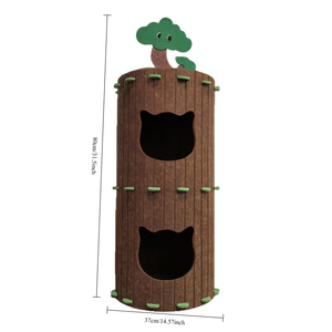 Lit grattoir pour chat en feutre à 2 niveaux avec boule suspendue, sans perte de poils, durable, bleu et jaune, mobilier pour chat d'intérieur, montage facile - Product Image 3