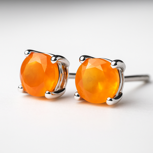 Boucles d'oreilles clous romantiques en cornaline naturelle, vente en gros pour enfants, argent sterling plaqué rhodium, fiançailles, mariage, anniversaire - Product Image 2