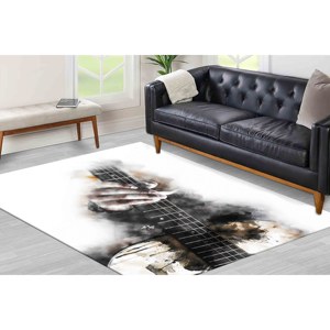 Alfombra Estampada con Diseño de Instrumentos Musicales: Guitarra, Piano, Batería, con Pelo Suave - Product Image 1