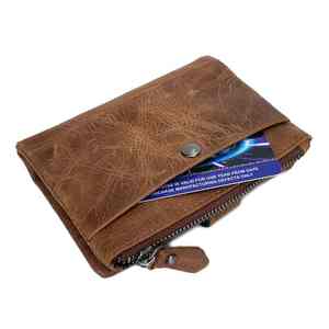 Portefeuille en cuir long à la mode avec doublure en lin et fermeture à glissière RFID motif de paysage - Product Image 1