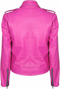 แจ็กเก็ตหนังแท้สีชมพูสำหรับผู้หญิงแจ็กเก็ตหนังแฟชั่นสำหรับผู้หญิง2025ใหม่ - Product Image 2