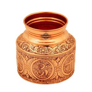 Lámpara de Aceite Espiritual Lota de Cobre Puro Hecha a Mano con Diseño Om Swasthik Shree y Accesorio para Puja - Product Image 3
