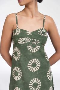 มิดิผ้าฝ้ายอินเดียทำด้วยมือสำหรับผู้หญิงชุดฤดูร้อนแขนกุดพิมพ์ลายดอกไม้ชุดปาร์ตี้ลำลองที่เป็นมิตรกับสิ่งแวดล้อม - Product Image 4