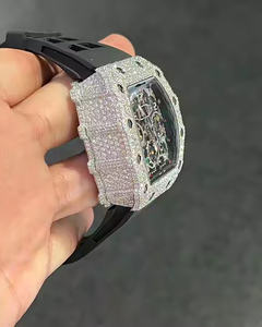 <b>Automatic</b> Flyback <b>Chronograph</b> Luxury Watch with Iced Moissanite Diamond Black Rubber Strap 41mm Analog Dial Fashionable Charm - Product Image 2