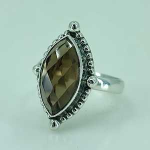 Anillo Boho de Plata de Ley 925 con Incrustaciones de Cuarzo Ahumado, Hecho a Mano, Joyería con Piedra de Nacimiento de Noviembre, Estilo Moderno, Regalo Perfecto para Ella - Product Image 2