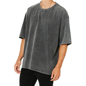 Vente en gros de t-shirts vierges respirants 100% coton à manches courtes surdimensionnés délavés à l'acide pour hommes vêtements vintage délavés à l'acide - Product Image 2